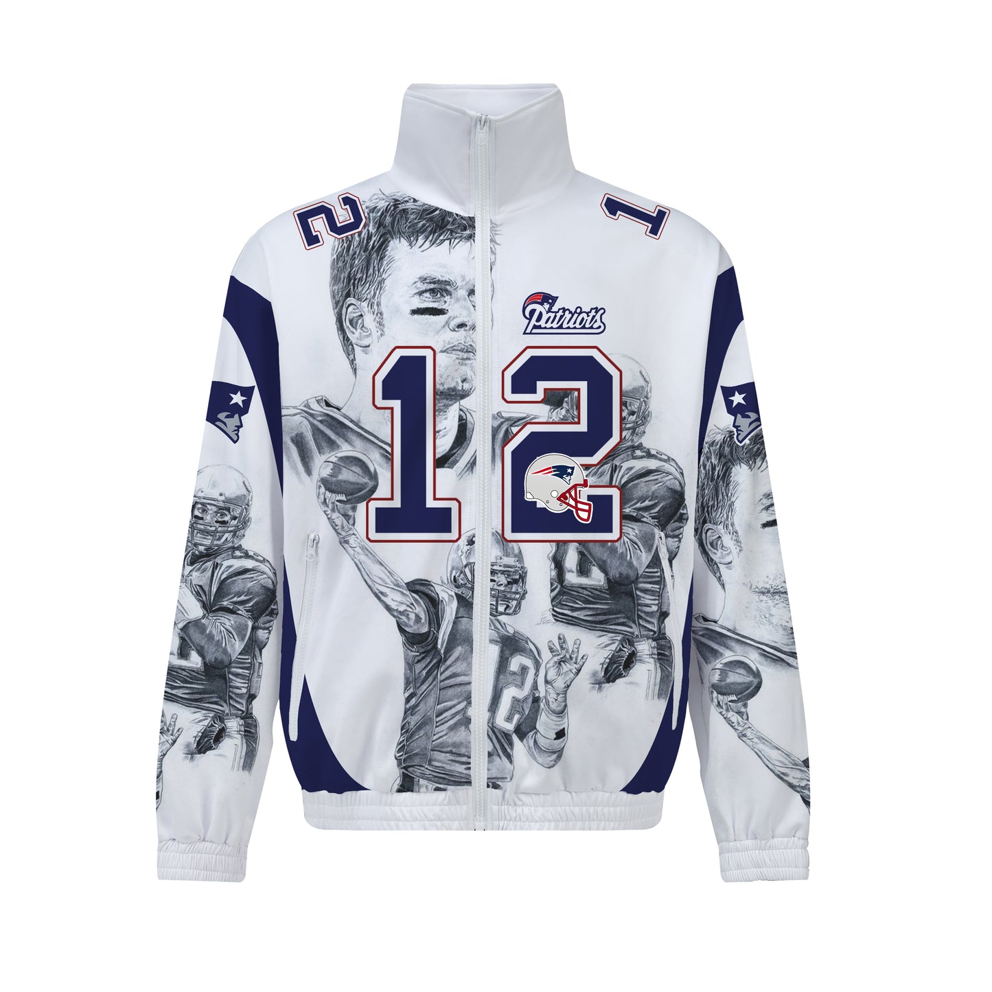 Rugby Player Print Zip Up Track Suit Top