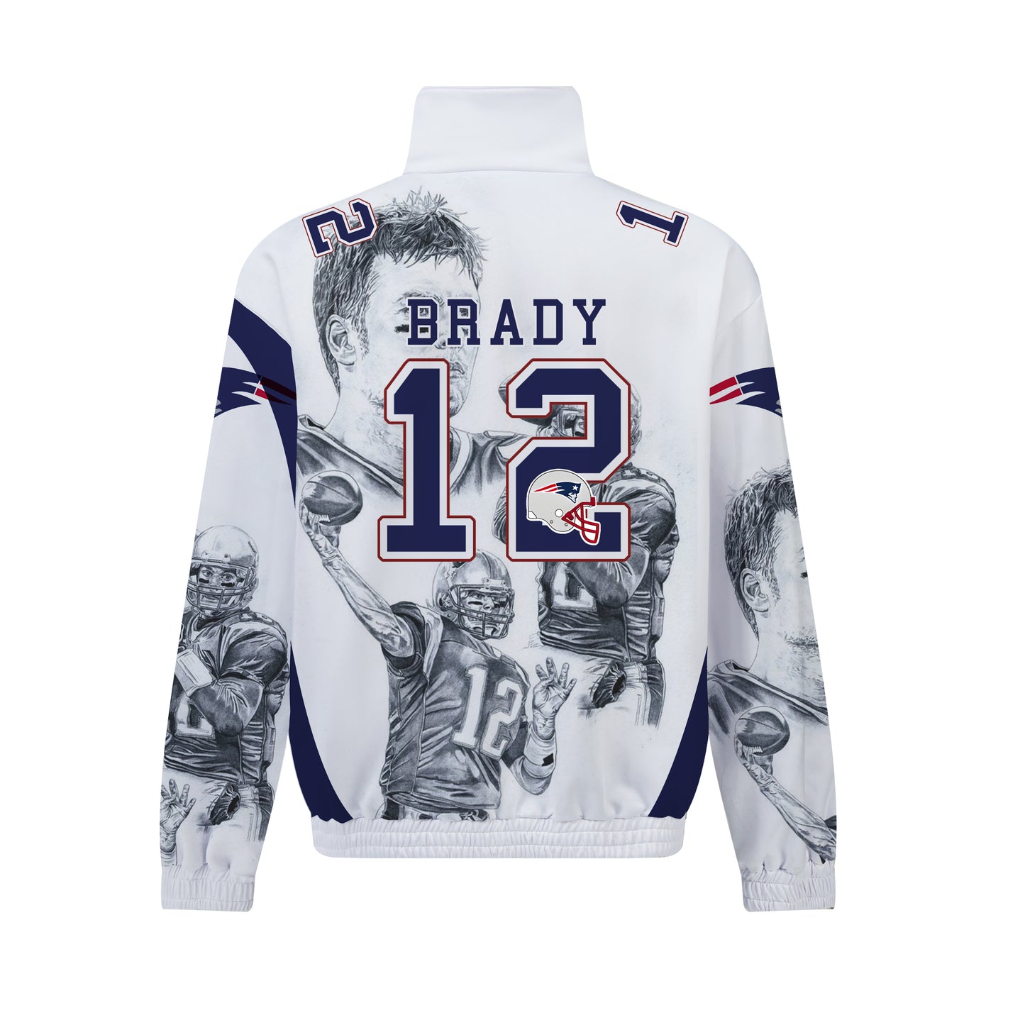 Rugby Player Print Zip Up Track Suit Top