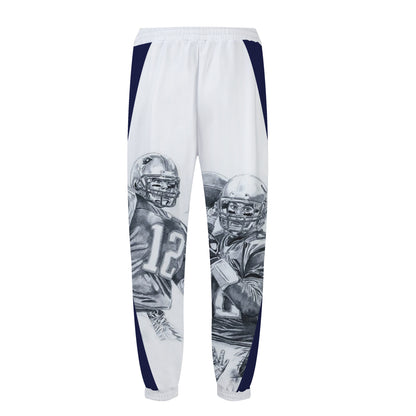 Rugby Player Print Elastic Waist Sports Sweatshirt Pants