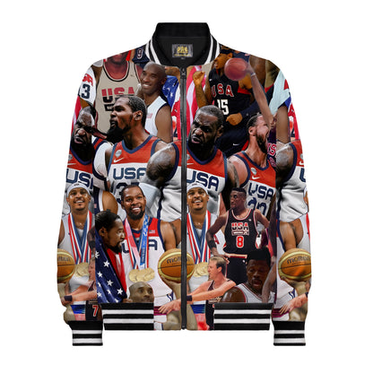 Basketball Star Collection Print Bomber Jacket