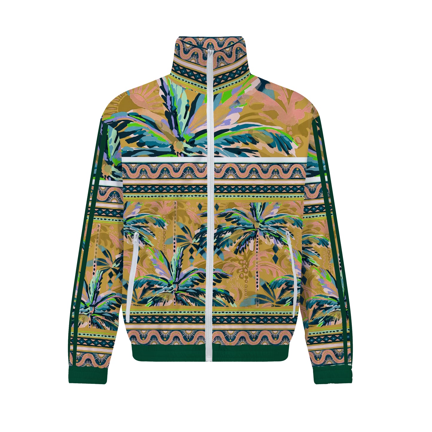 Tropical Fruit Coconut Eree Print Zip Up Track Suit Top