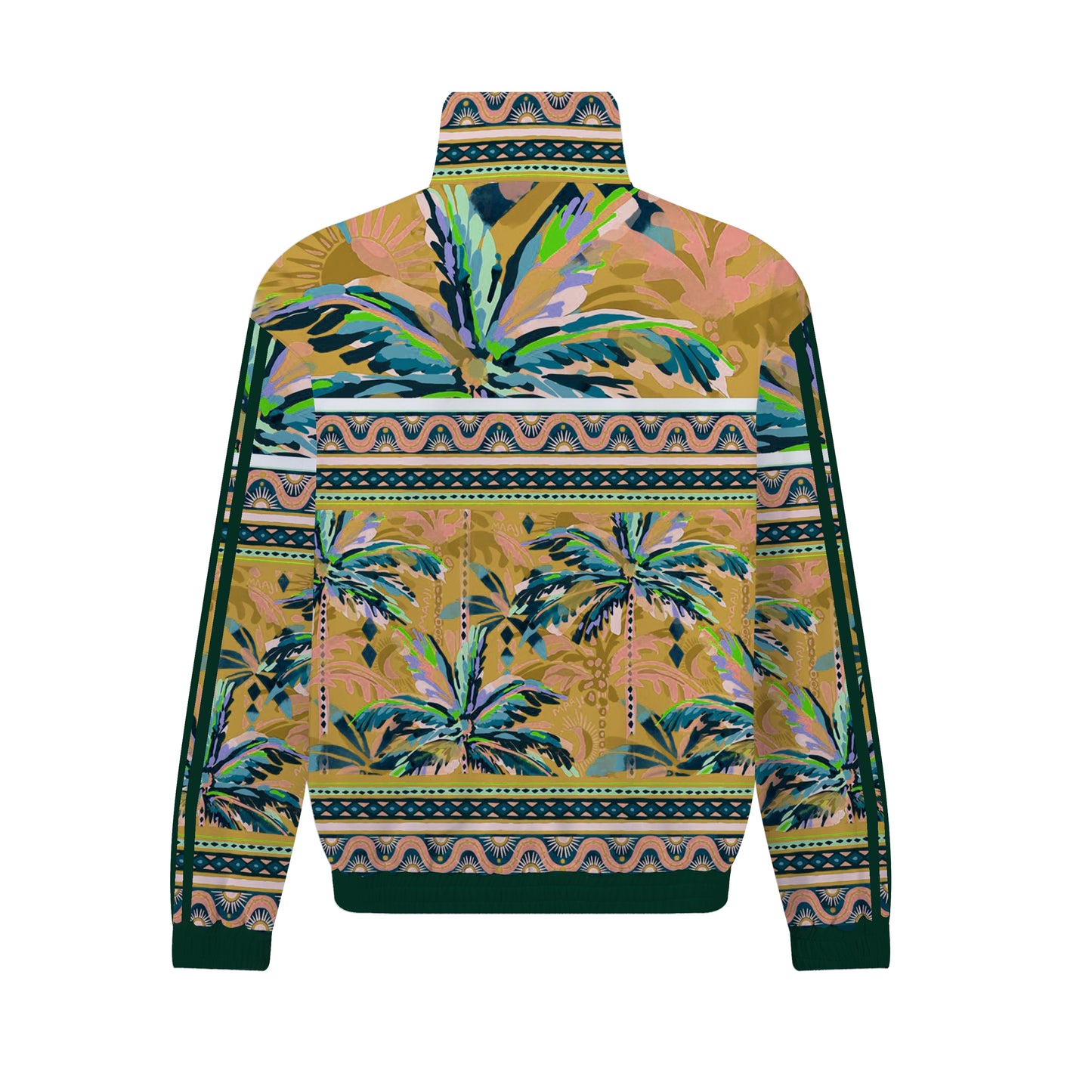 Tropical Fruit Coconut Eree Print Zip Up Track Suit Top