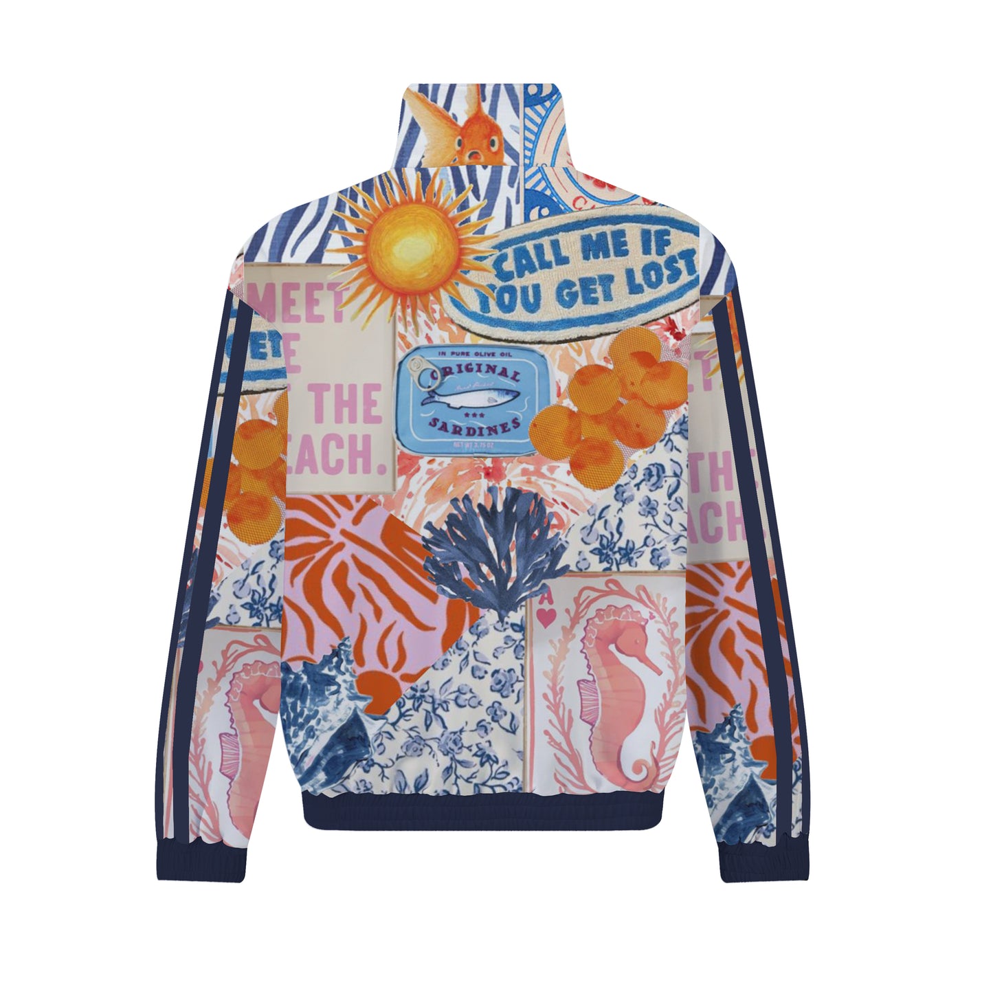 Tropical Seafood Print Zip Up Track Suit Top