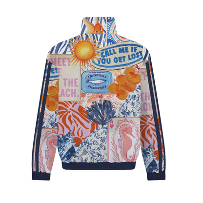 Tropical Seafood Print Zip Up Track Suit Top