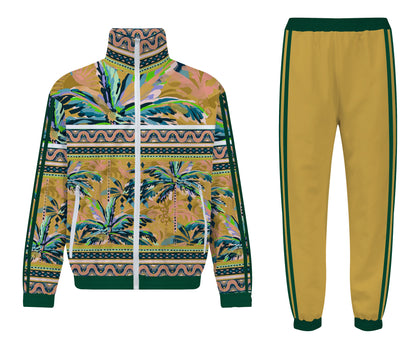 Tropical Fruit Coconut Eree Print Zip Up Track Suit Top