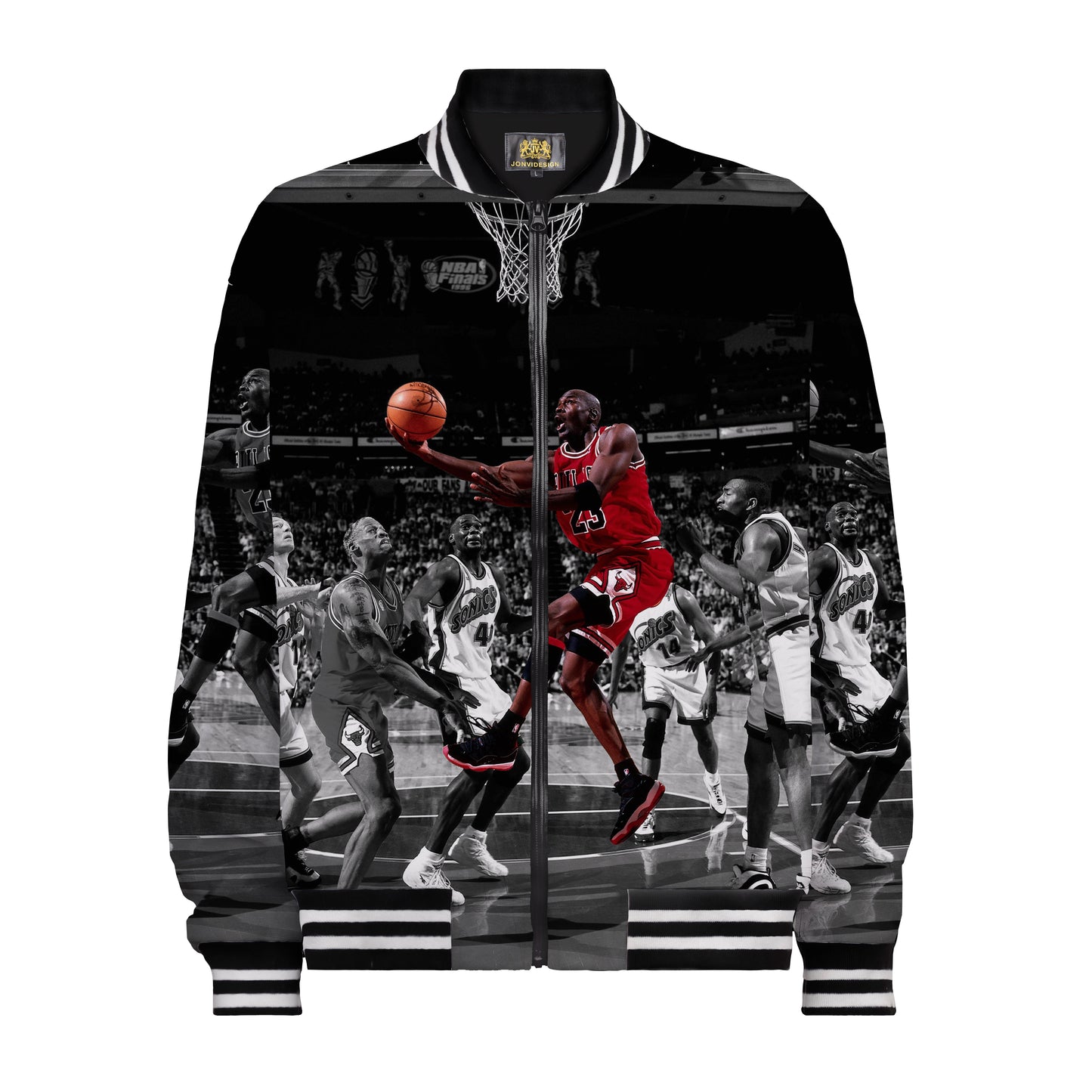 Basketball Freeze Moment Print Bomber Jacket