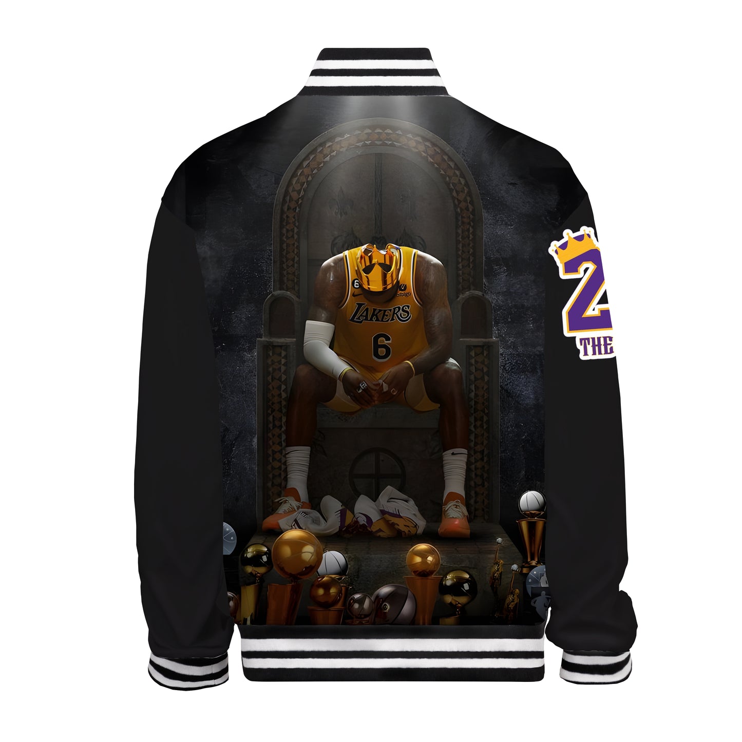 Basketball MVP Trophy Print Bomber Jacket