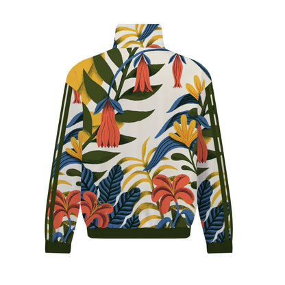 Brightly Colored Flowers Print Zip Up Track Suit Top