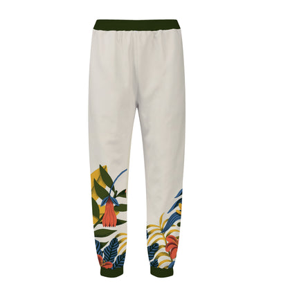 Brightly Colored Flowers Print Elastic Waist Sports Sweatshirt Pants