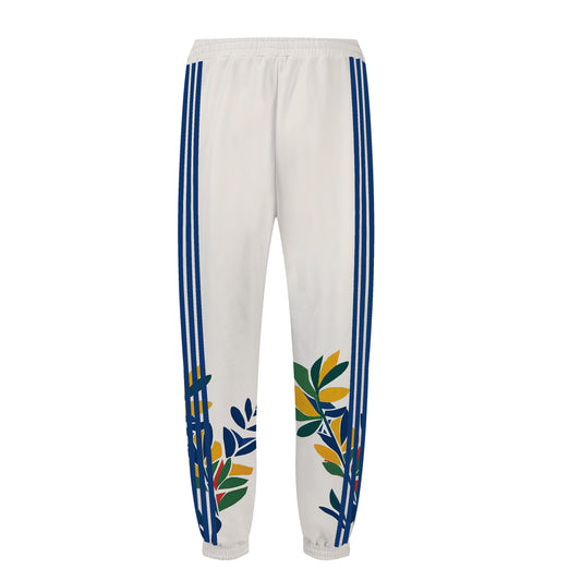 Botanical Print Casual Sports Suit Elastic Waist Sports Sweatshirt Pants