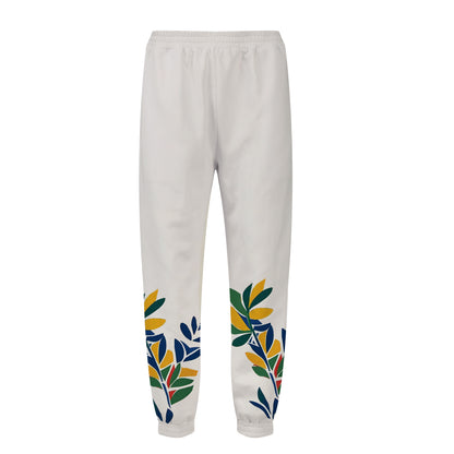 Botanical Print Casual Sports Suit Elastic Waist Sports Sweatshirt Pants