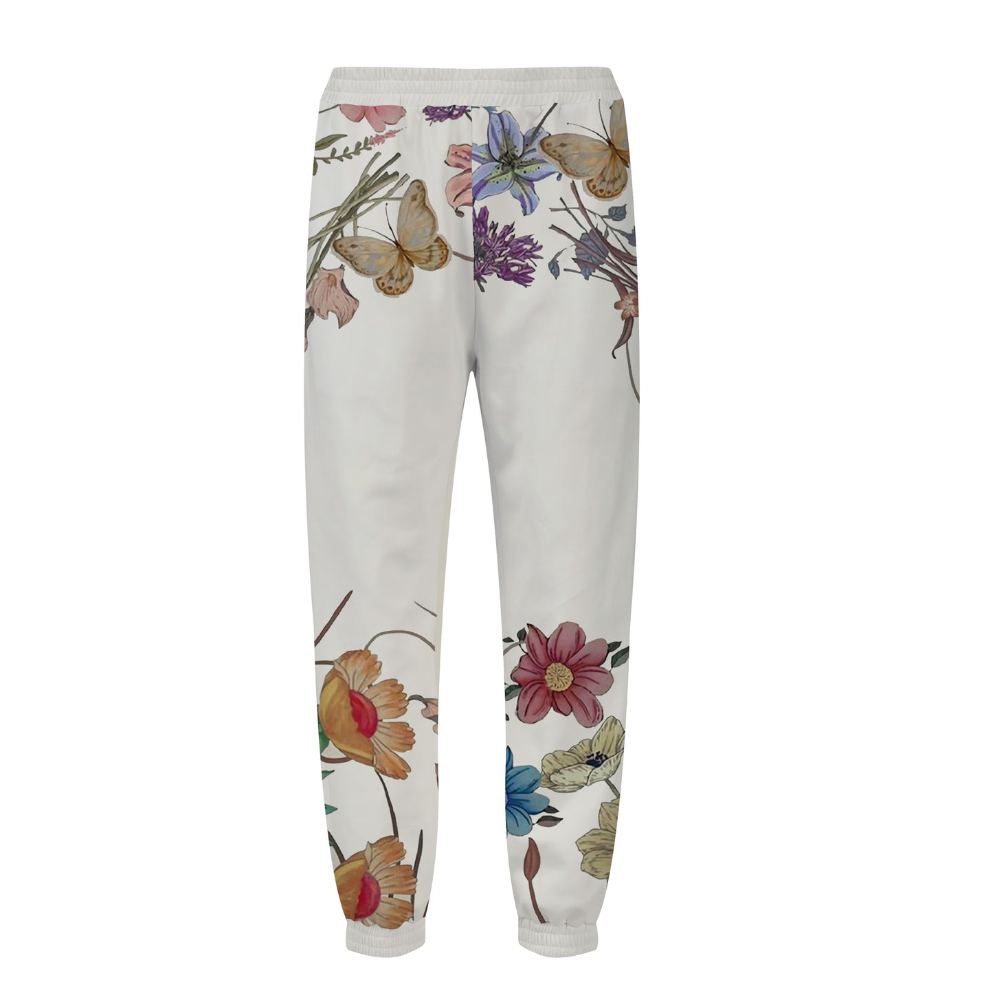 Butterfly Floral Print Casual Sports Suit Elastic Waist Sports Sweatshirt Pants