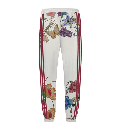 Butterfly Floral Print Casual Sports Suit Elastic Waist Sports Sweatshirt Pants