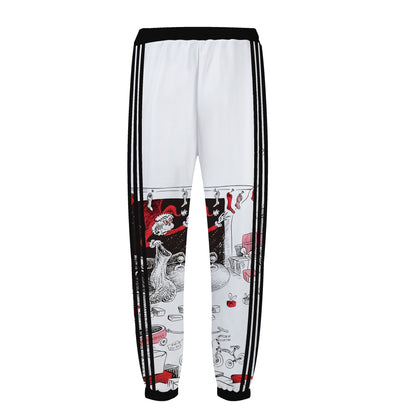 Santa Claus Giving Gifts Print Elastic Waist Sports Sweatshirt Pants