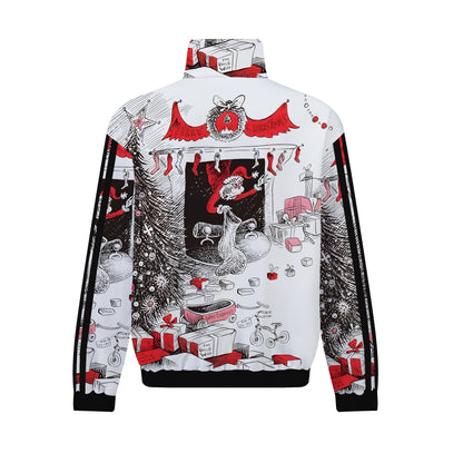 Santa Claus Giving Gifts Print Zip Up Track Suit Top