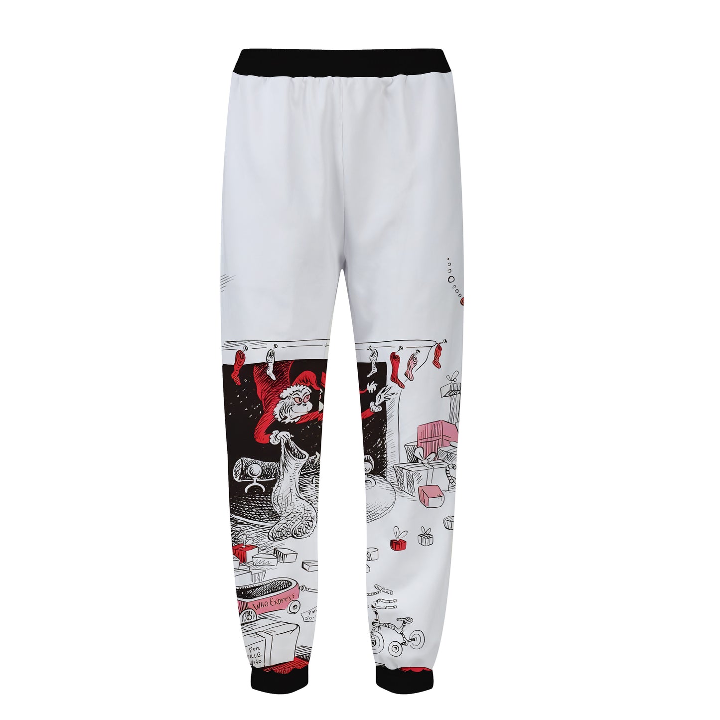 Santa Claus Giving Gifts Print Elastic Waist Sports Sweatshirt Pants