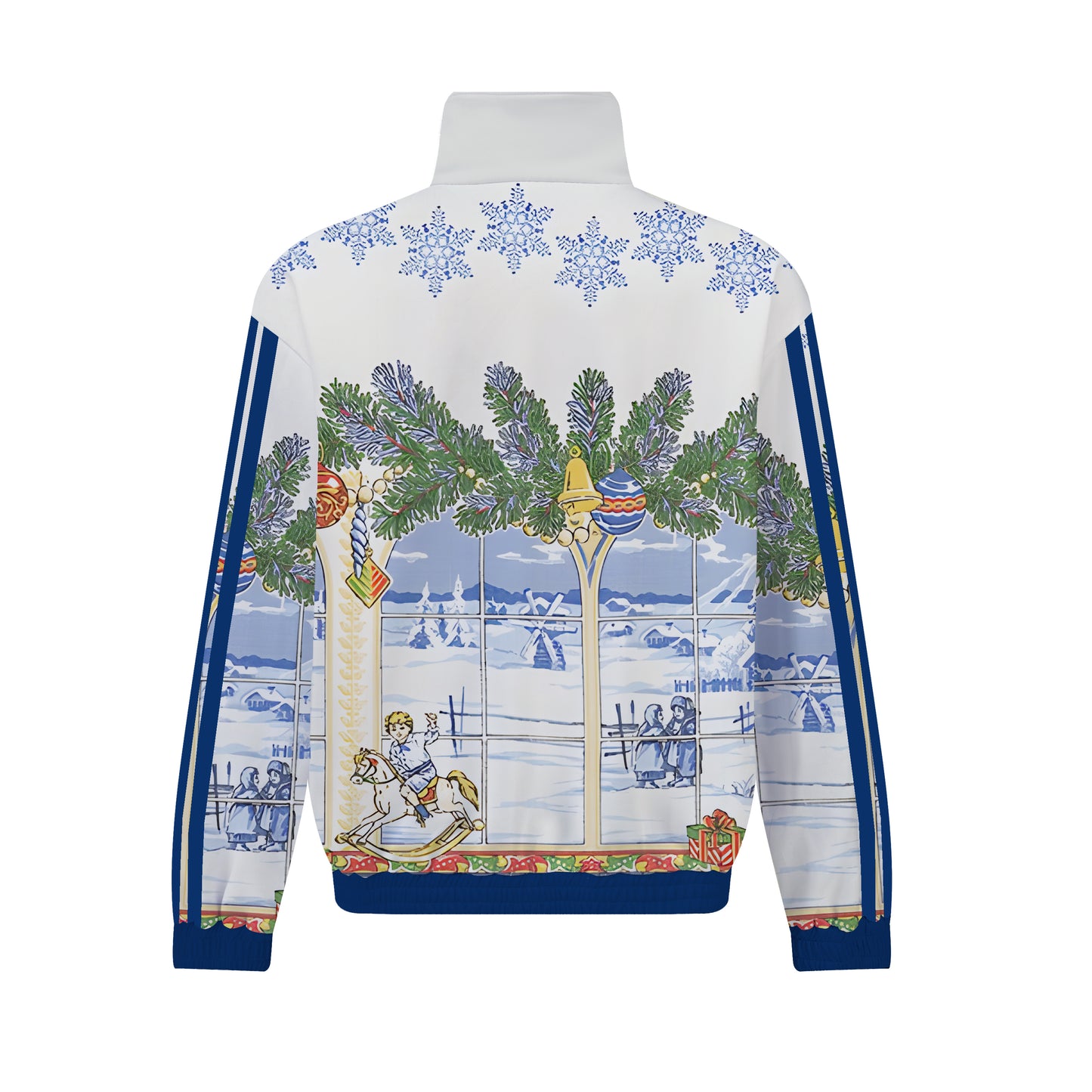 Christmas Snow World Print Zip Up Track Suit Top