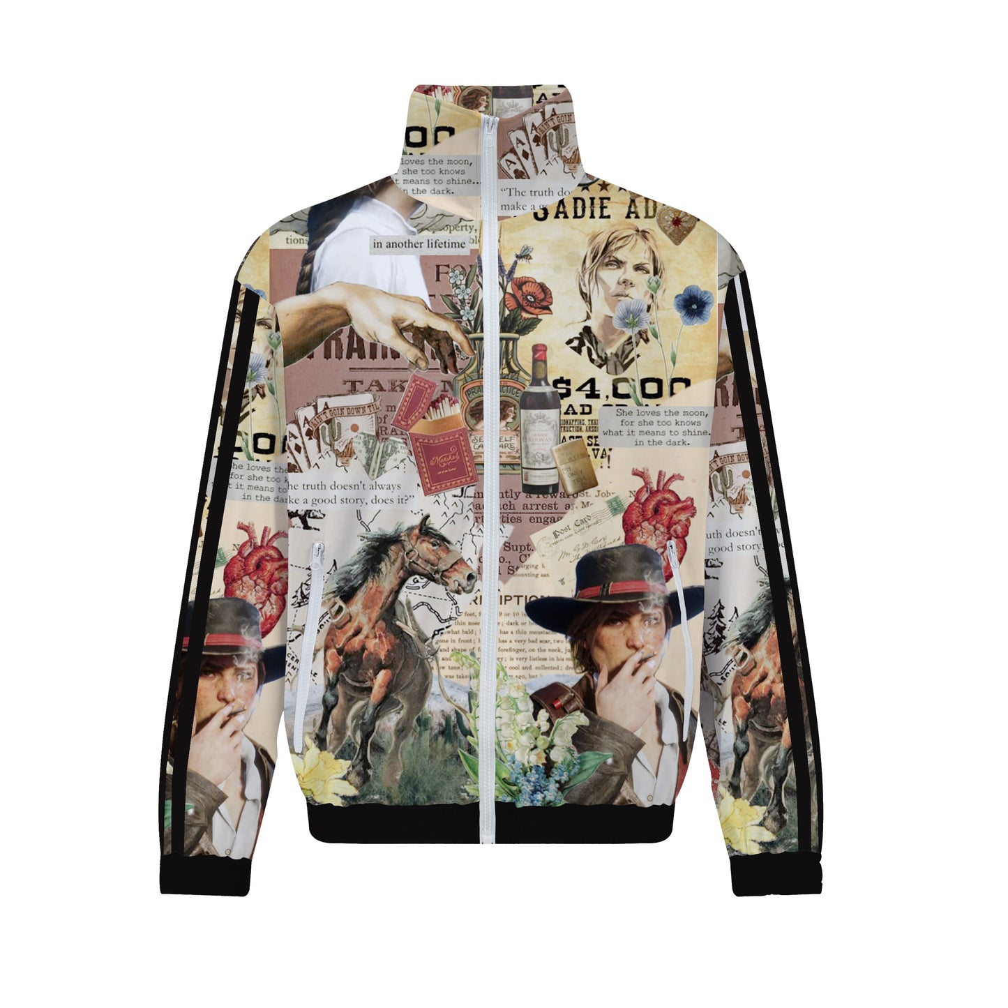 Western Cowboy Print Zip Up Track Suit Top Western World