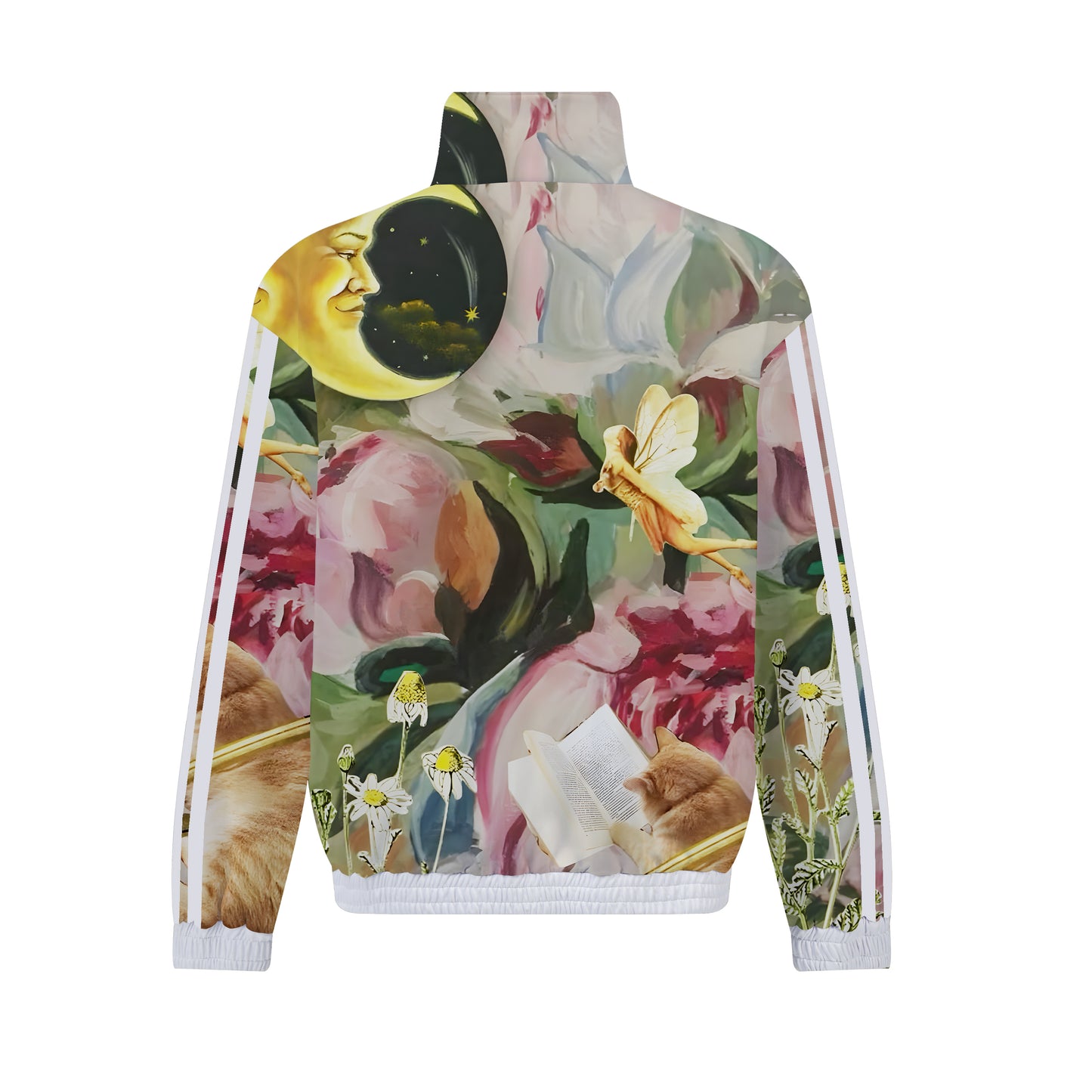 Flower Fairy Print Zip Up Track Suit Top