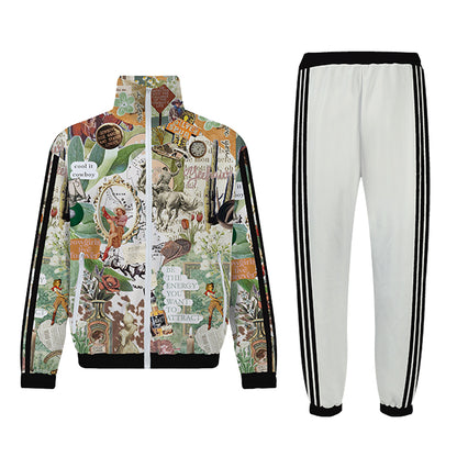 Western Cowboy Print Zip Up Track Suit Top