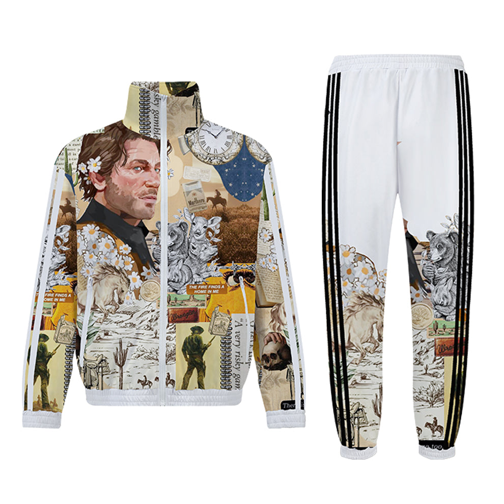 Men's Westworld Print Zip Up Track Suit Top