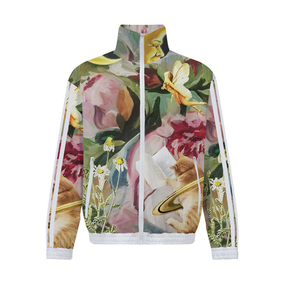 Flower Fairy Print Zip Up Track Suit Top