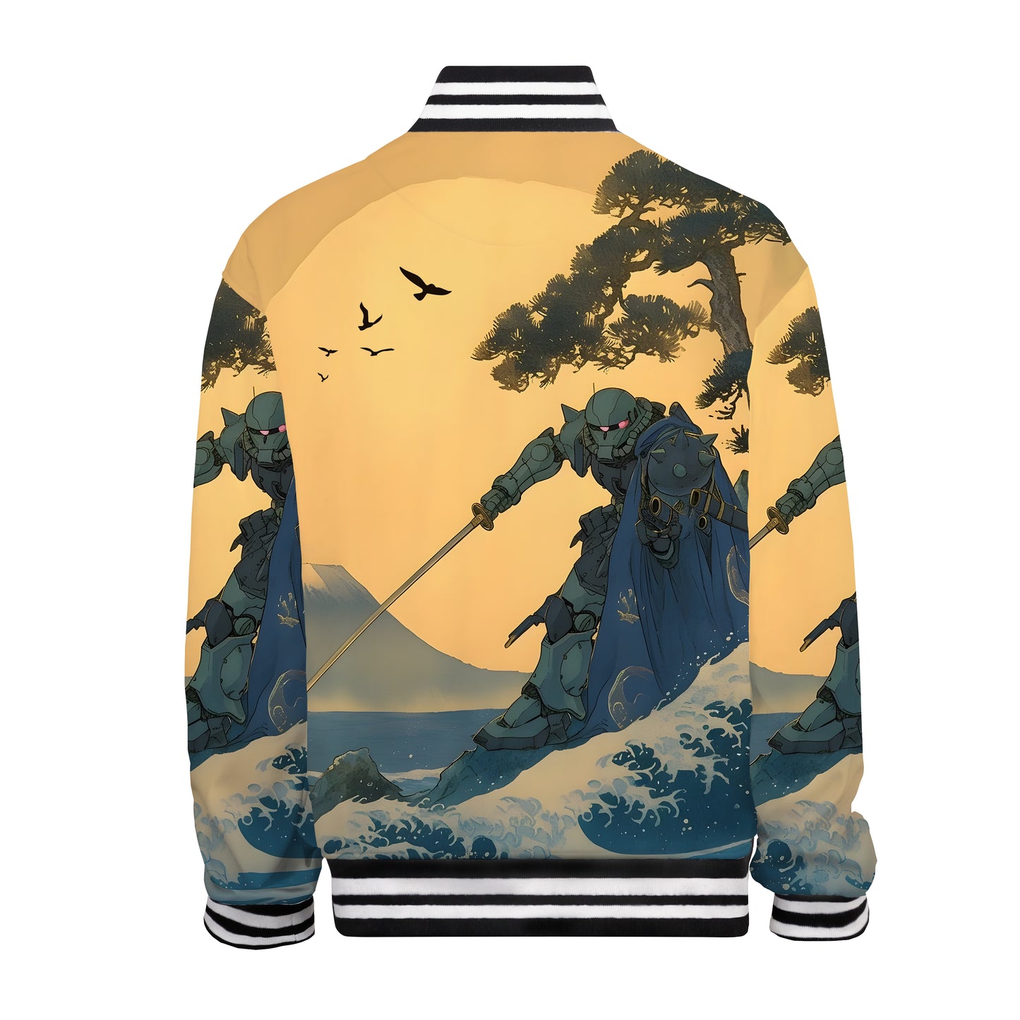 Yellow Gundam Fighter Print Bomber Jacket