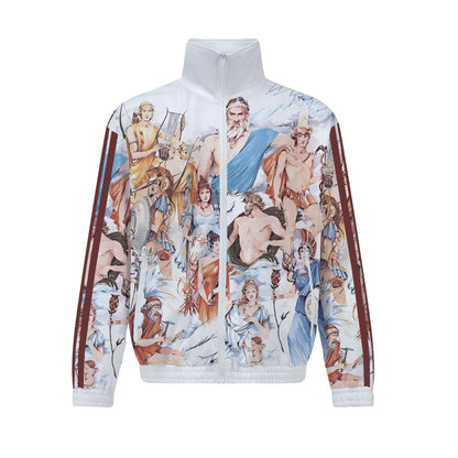 Greek Gods Print Zip Up Track Suit Top