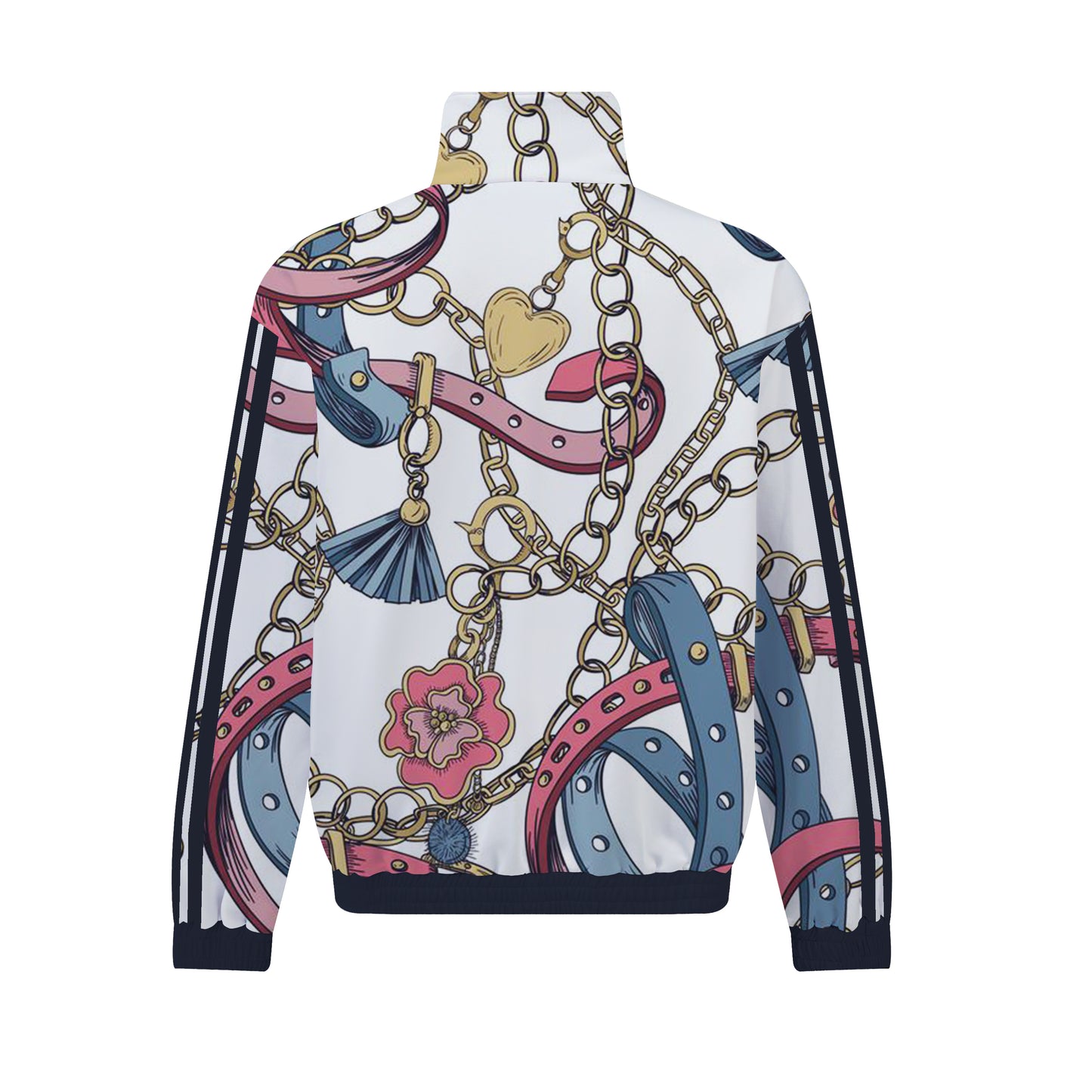 Love Chain Print Zip Up Track Suit Top