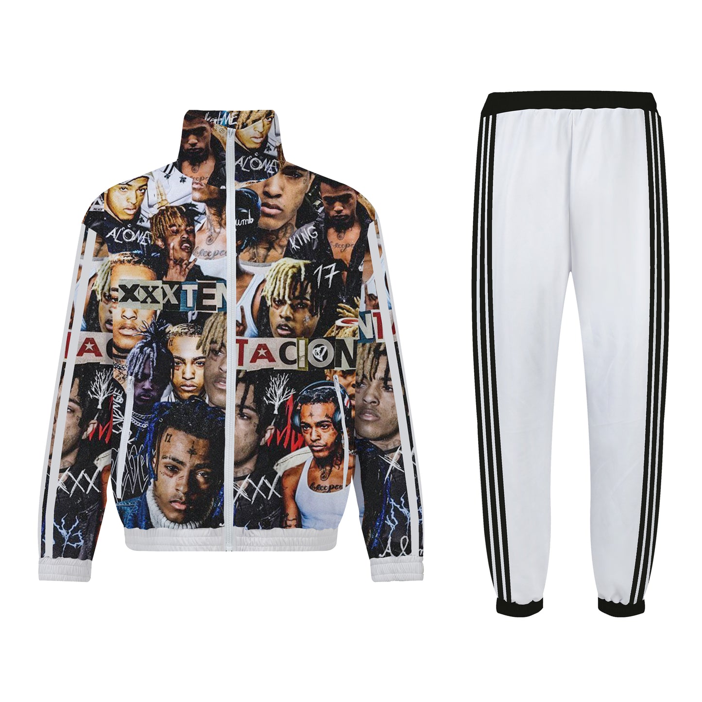 Rapper Print Zip Up Track Suit Top