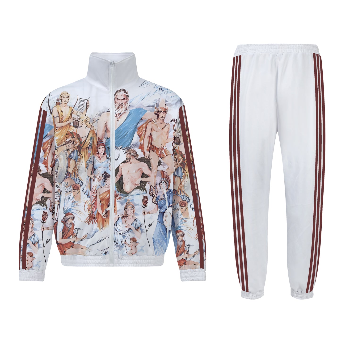 Greek Gods Print Zip Up Track Suit Top