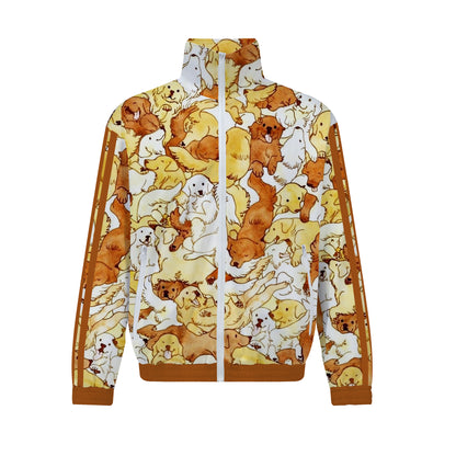 Puppies Gather Together Print Zip Up Track Suit Top