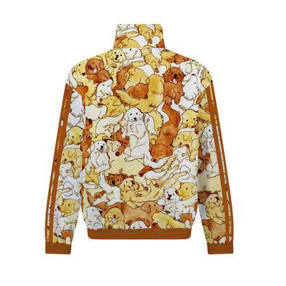 Puppies Gather Together Print Zip Up Track Suit Top