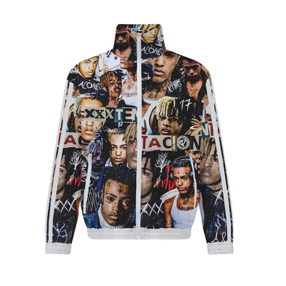 Rapper Print Zip Up Track Suit Top