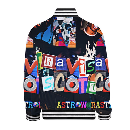 Hip-Hop Style Jacket With Colorful Lettering Print Bomber Jacket