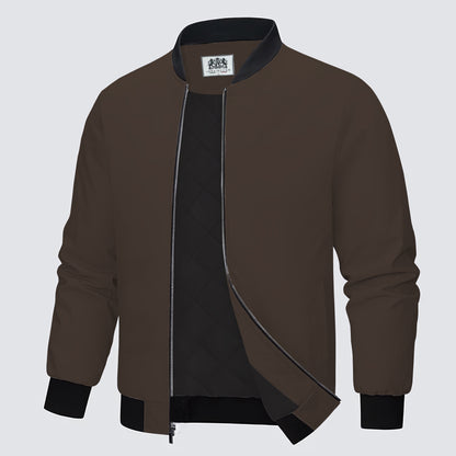 Solid Zip-Up Bomber Jacket