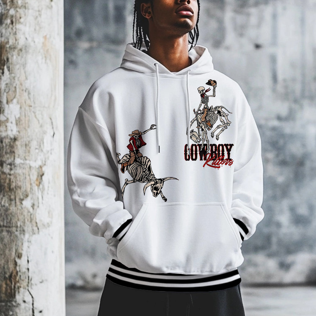 Cowboy Print White Hoodie