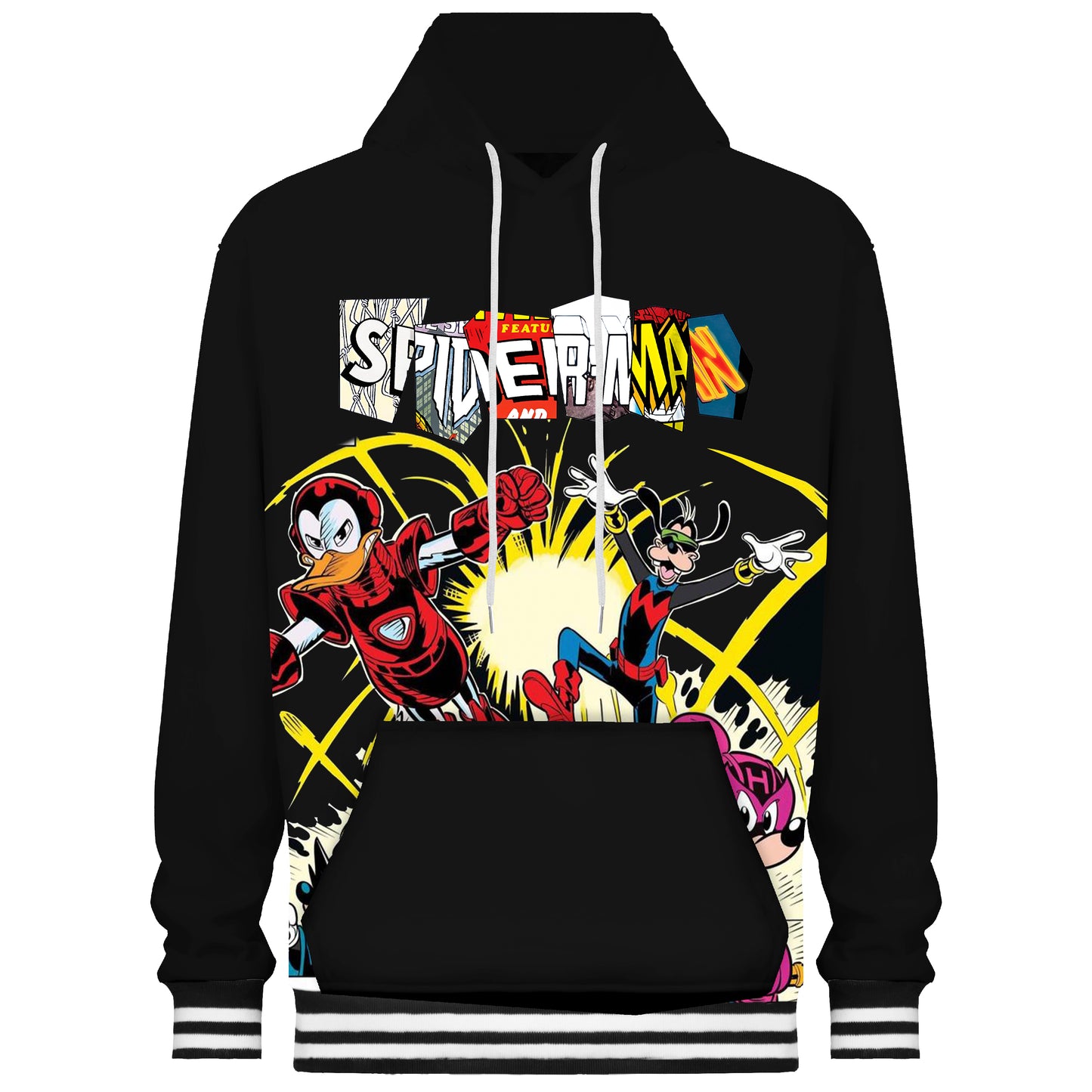 Funny Comic Print Hooded Sweatshirt