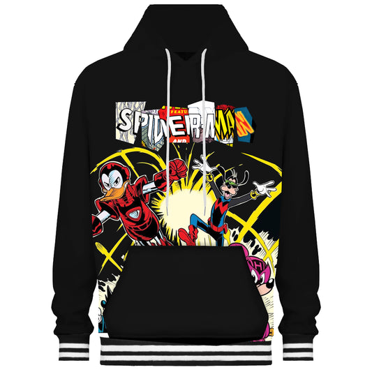 Funny Comic Print Hooded Sweatshirt