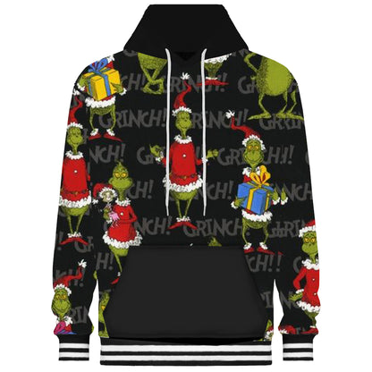 Green Monster Christmas Dress Up Gift Giving Print Hooded Sweatshirt