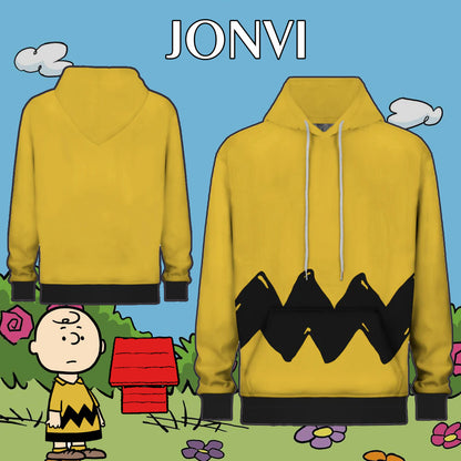 Retro Cartoon Yellow Hooded Sweatshirt