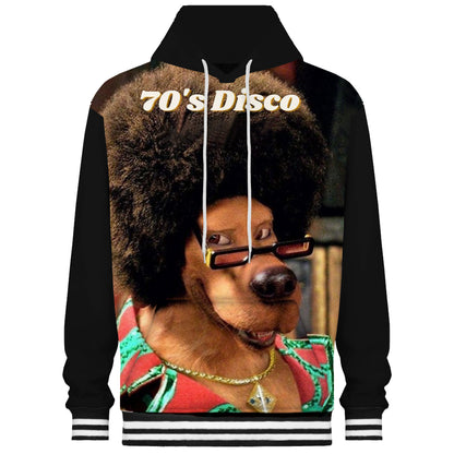 70's Disco Print Hooded Sweatshirt