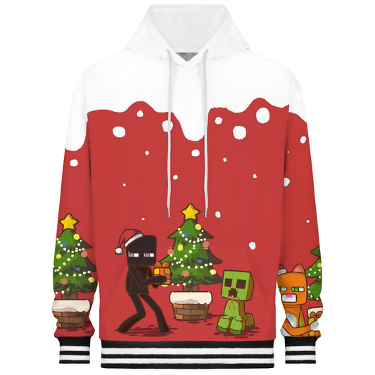 Christmas And Games Combined Prints Hooded Sweatshirt