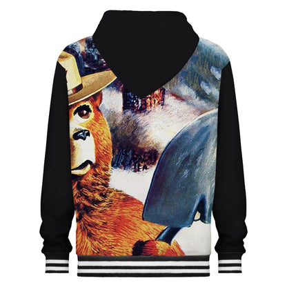 Smokey Bear Print Hooded Sweatshirt