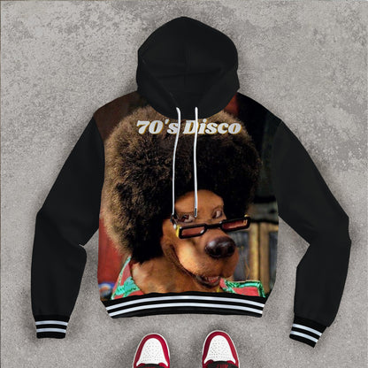 70's Disco Print Hooded Sweatshirt