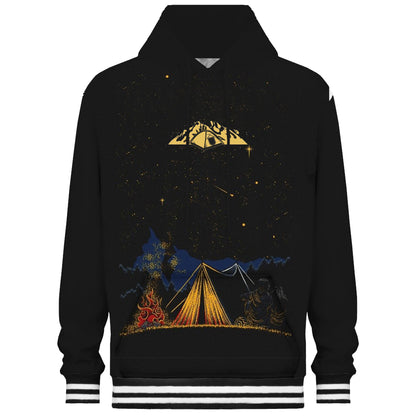 Campfire Under The Stars Print Blue Hooded Sweatshirt