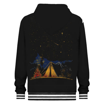 Campfire Under The Stars Print Blue Hooded Sweatshirt