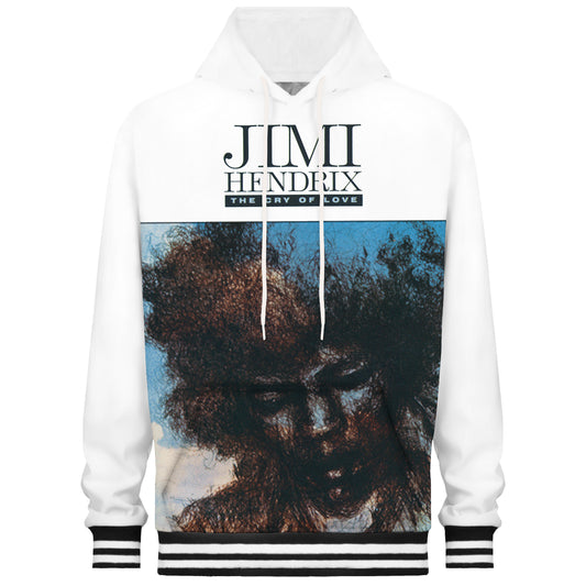 Men's White Hooded Sweatshirt Music Album Cover