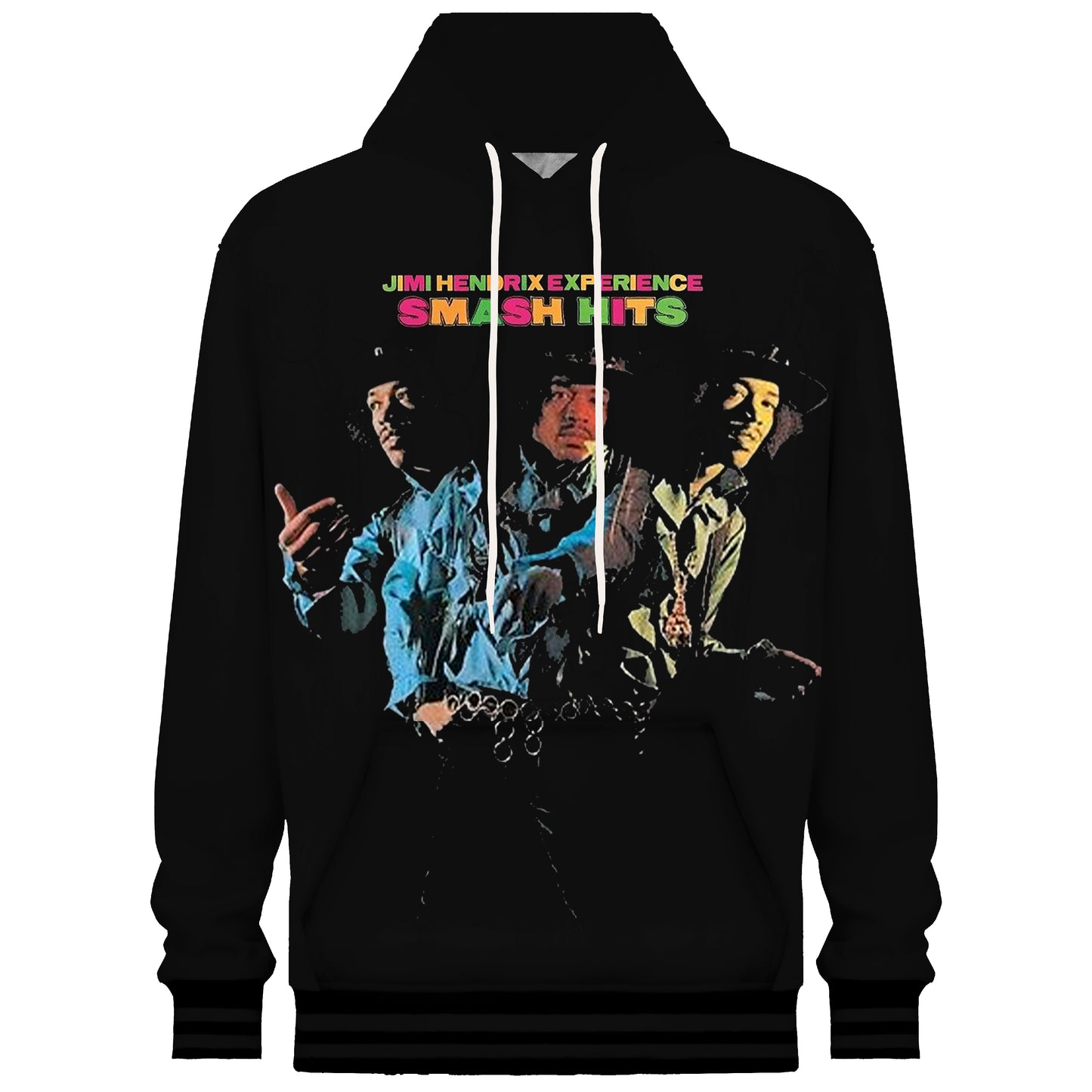 Men's Black Singer Print Hooded Sweatshirt