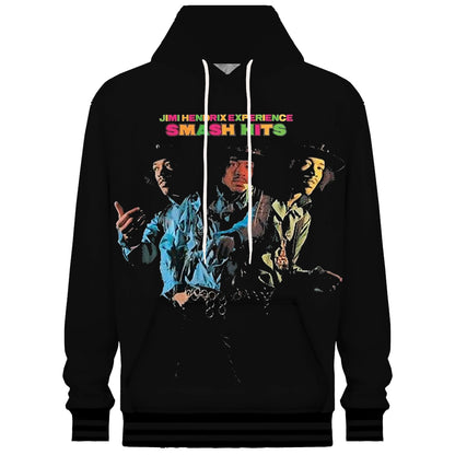 Men's Black Singer Print Hooded Sweatshirt